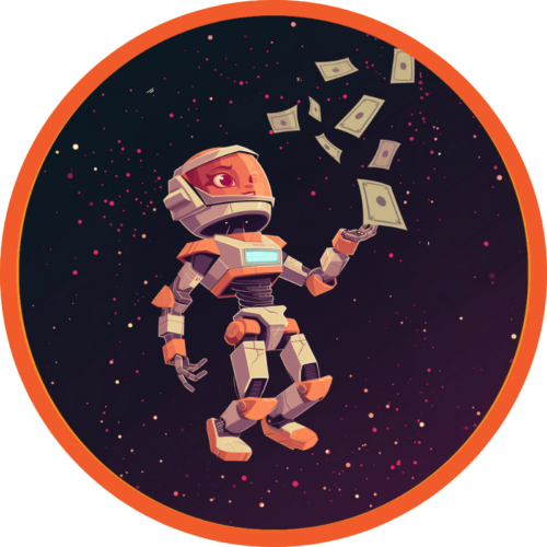 AI transformation astronaut in space with money floating around